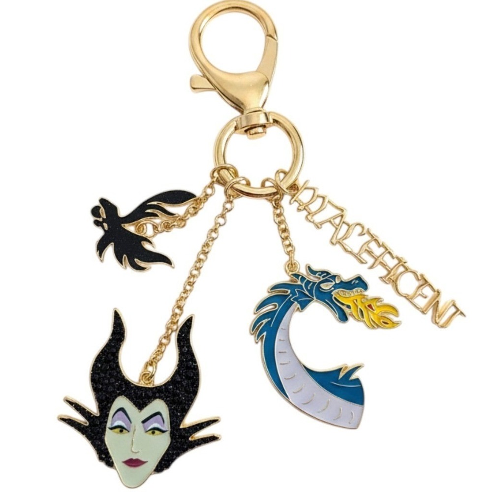 Disney BaubleBar Maleficent Bag Charm New OS Gold New Dragon Raven Keychain